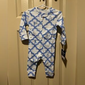 Roller Rabbit x Target White and Blue Geo Trellis Baby Footie